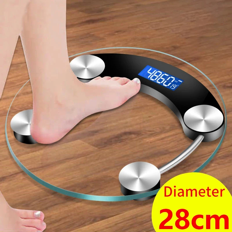 Digital Body Weight Scale - Mode runde Waage elektronische LCD-Anzeige gehärtetes