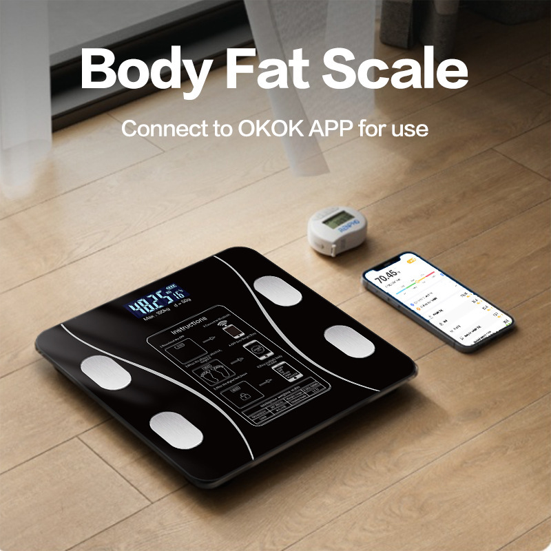 Digital Body Weight Scale - Wiederaufladbare Smarte Körperfettwaage Bluetooth Digitale Waage
