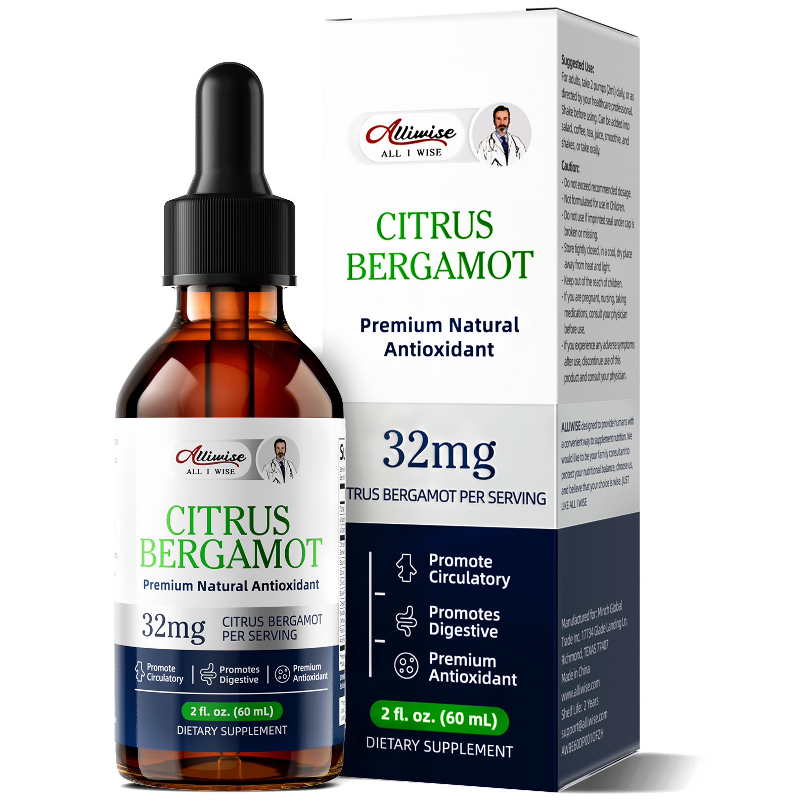 Health Wellness Day - Alliwise Bergamotte-Extrakt-Tropfen zur Förderung der Durchblutung,